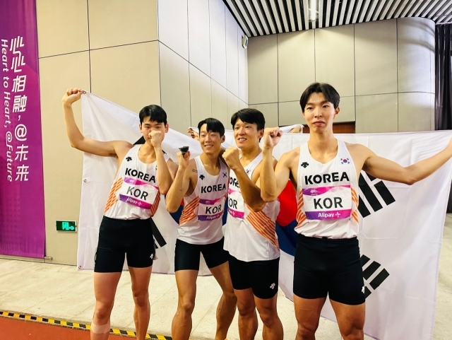 (왼쪽부터) 고승환, 이재성, 김국영, 이정태/최병진 기자