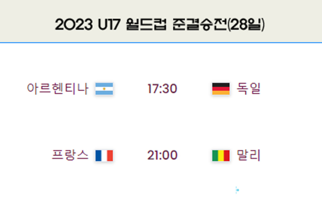 2023 U17 월드컵 준결승전 일정. /그래픽=심재희 기자