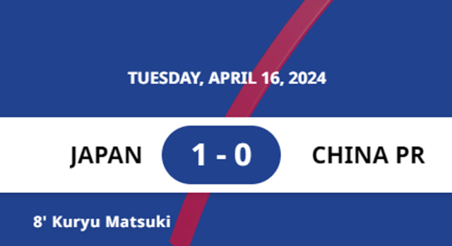 일본이 중국을 1-0으로 꺾고 서전을 승리로 장식했다. /AFC 홈페이지 캡처
