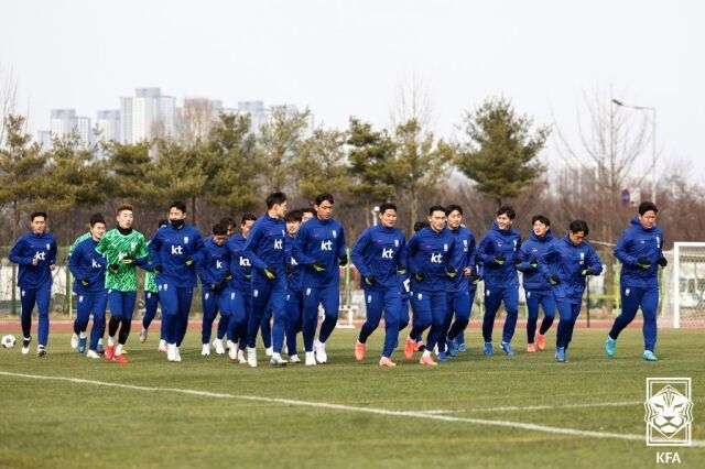 17일 고양종합운동장 보조경기장에서 열린 대한민국 축구대표팀 소집훈련./대한축구협회