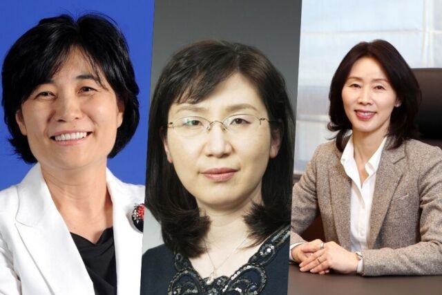 왼쪽부터 서지희 SK바이오팜 신임 이사회 의장, 김연태 HLB생명과학R&D 대표이사, 김경아 삼성바이오에피스 대표이사. /각