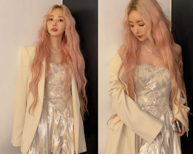 박민영이 긴 머리를 핑크색으로 탈색했다. / 박민영 SNS 캡처