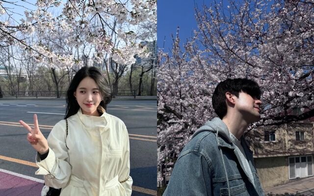 그룹 LPG 출신 김서연(왼쪽), 방송인 로빈 데이아나의 벚꽃 데이트 / 김서연 인스타그램