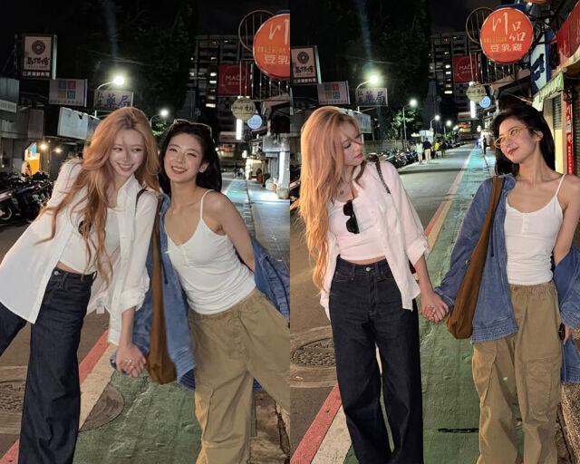 멤버 리아(오른쪽)와 같이 찍은 사진을 공개하며 폭발적인 반응을 끌어냈다. /유나 인스타그램