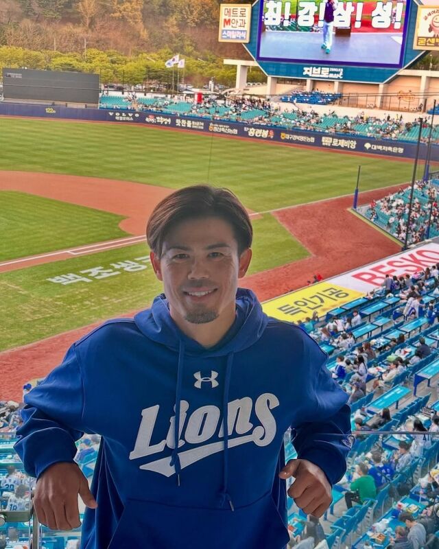 대구 삼성 라이온즈 파크를 방문한 이마에 도시아키 코치./이마에 토시아키 SNS
