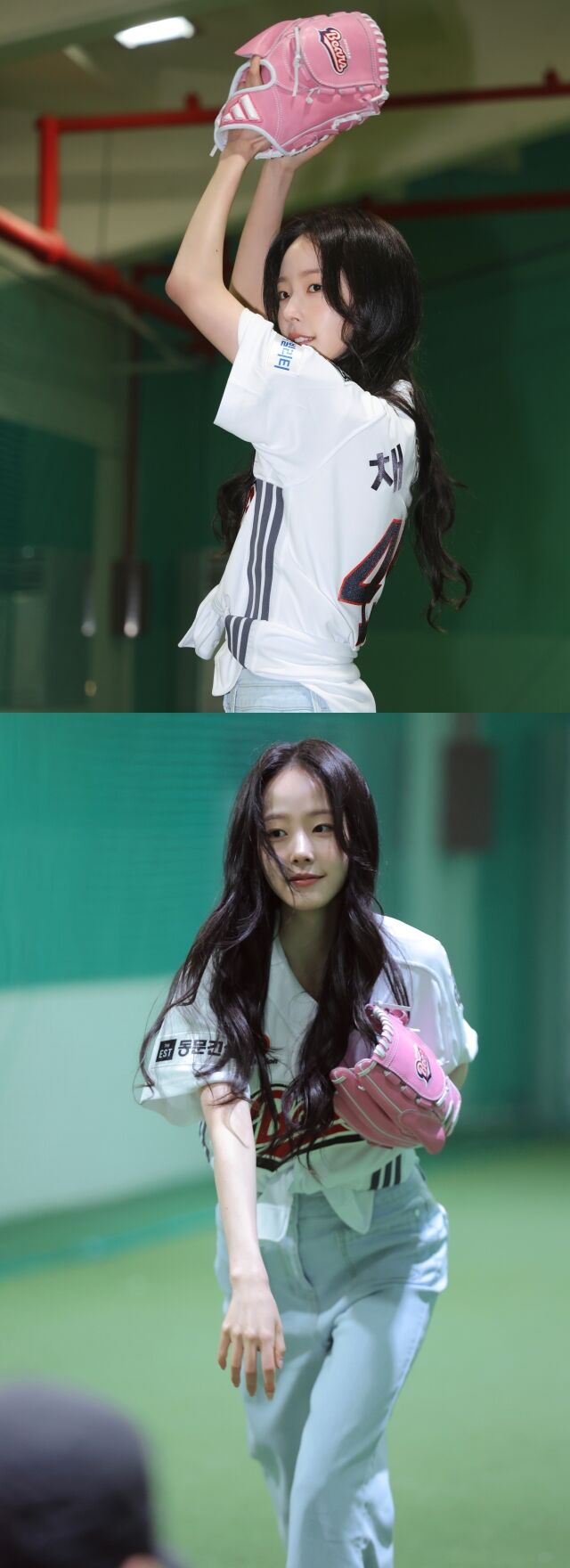 배우 채원빈이 두산베어스 시구자로 나섰다. / 아우터유니버스
