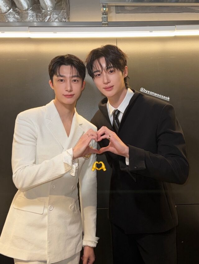 그룹 몬스타엑스 형원(왼쪽)과 배우 변우석의 투샷 / 형원 인스타그램